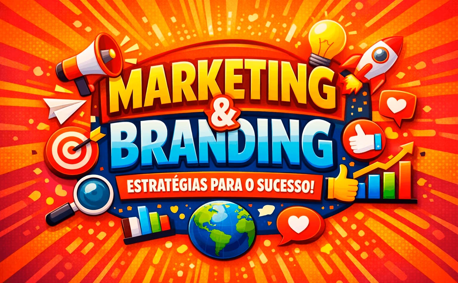 Banner criativo sobre marketing e branding e as estratégias para o sucesso digital