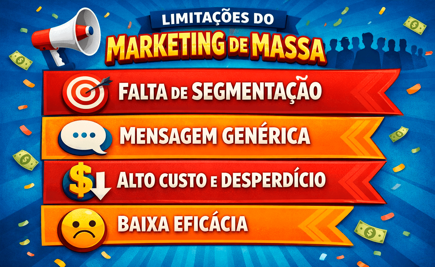Limitações do marketing de massa banner informativo