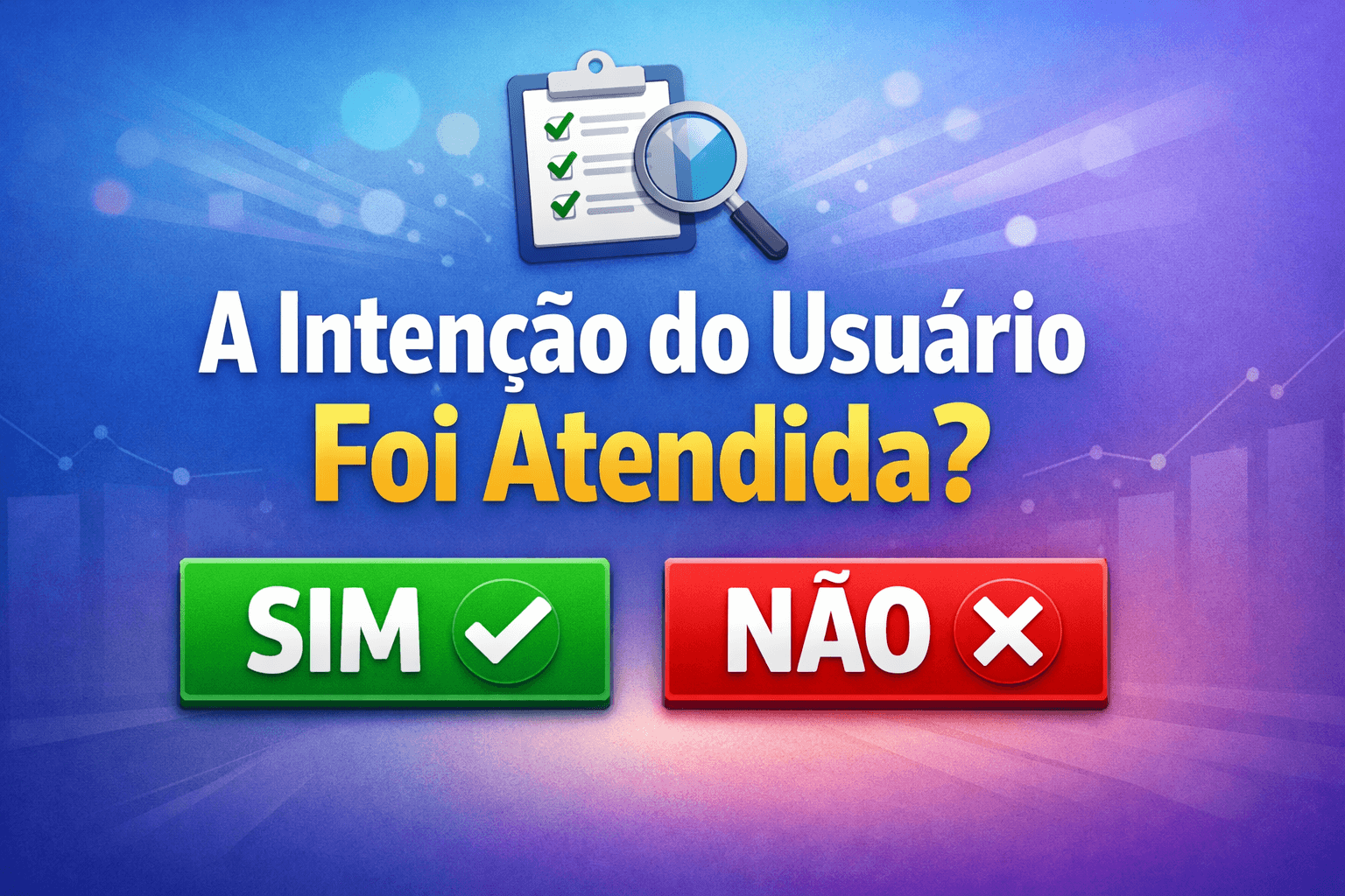 Marketing e teste psicológico visual, banner informativo sobre a intenção do usuário foi atendida