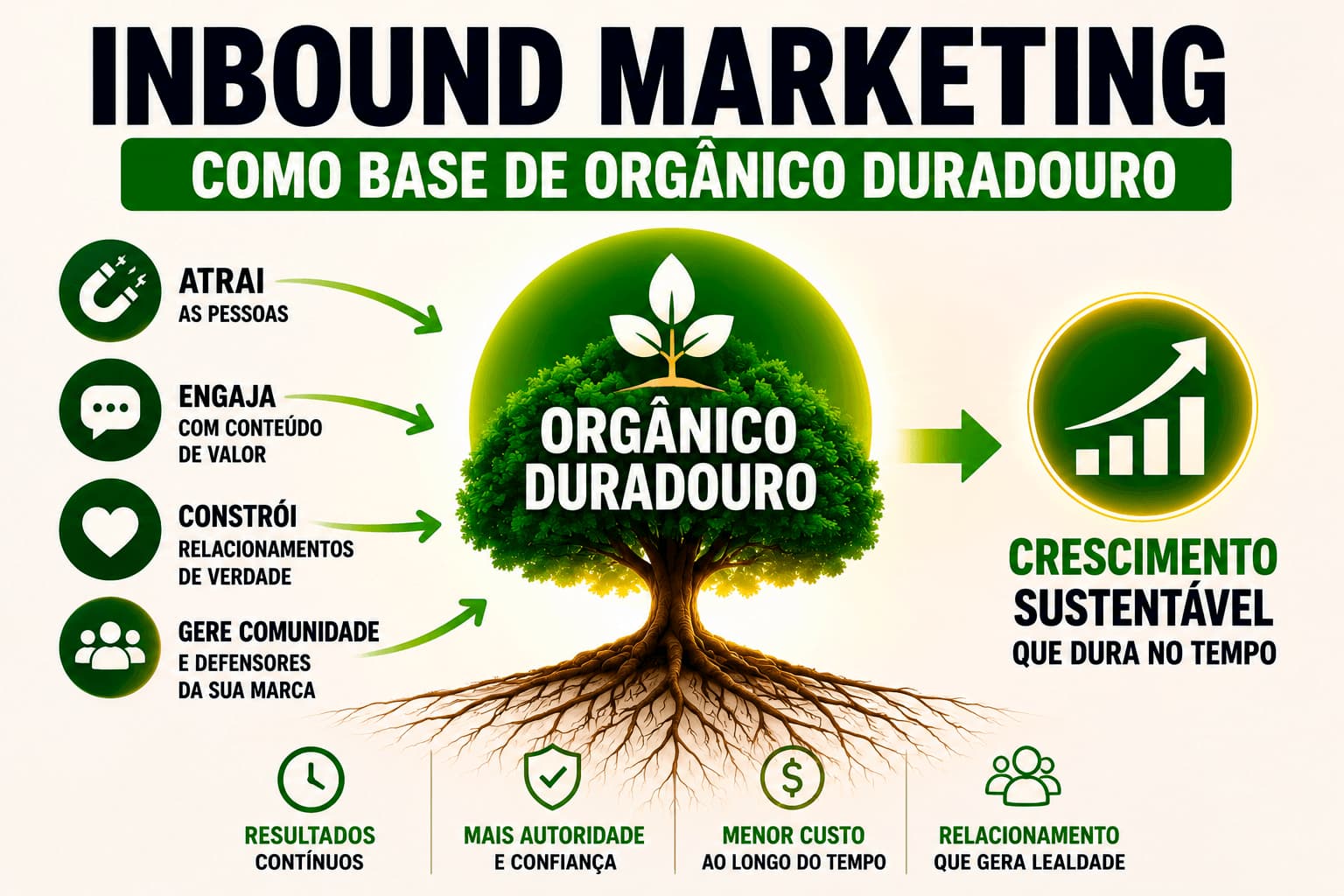 Marketing inbound sobre crescimento sustentável que dura no tempo, como base de orgânico