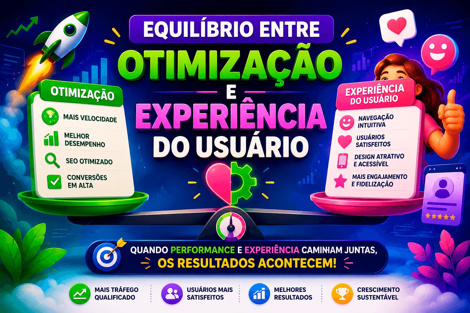 Marketing sobre equilíbrio entre otimização e experiência do usuário