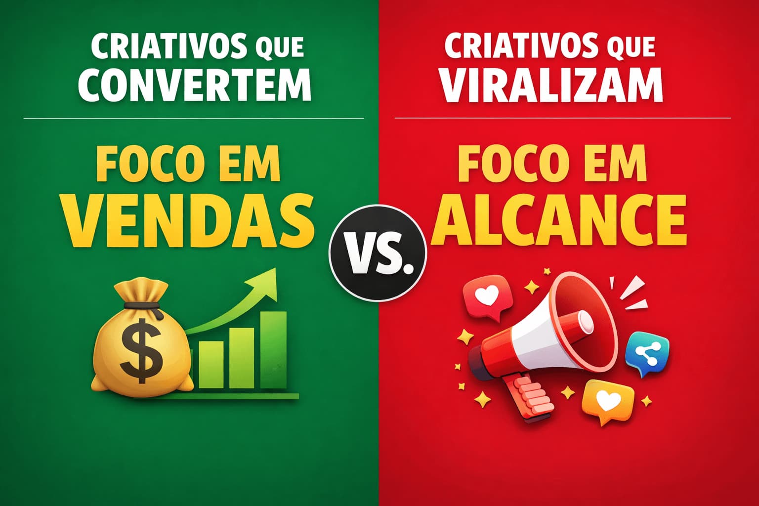 Marketing sobre foco em vendas e foco em alcance