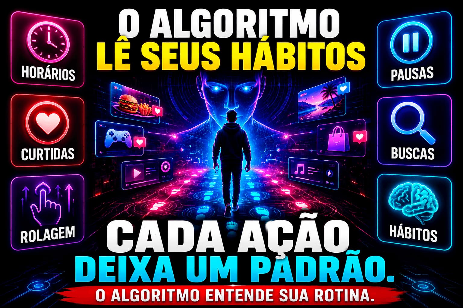 Marketing sobre o algoritmo lê os seus hábitos, cada ação deixa um padrão, o algoritmo entende