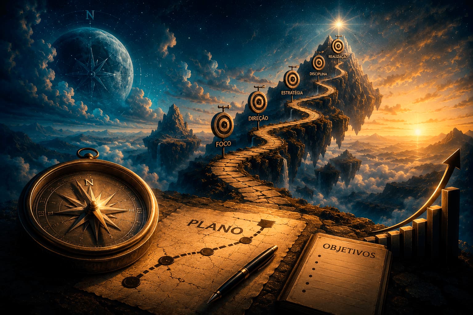 Marketing sobre planejamento e visão de estratégia, arte criativa