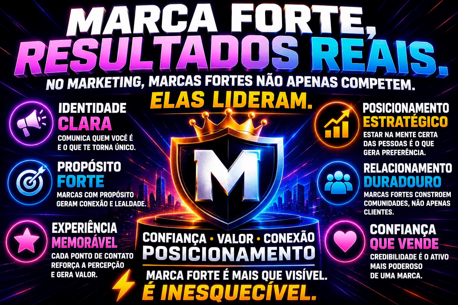 Marketing sobre porque marcas fortes não apenas competem, elas lideram resultados reais