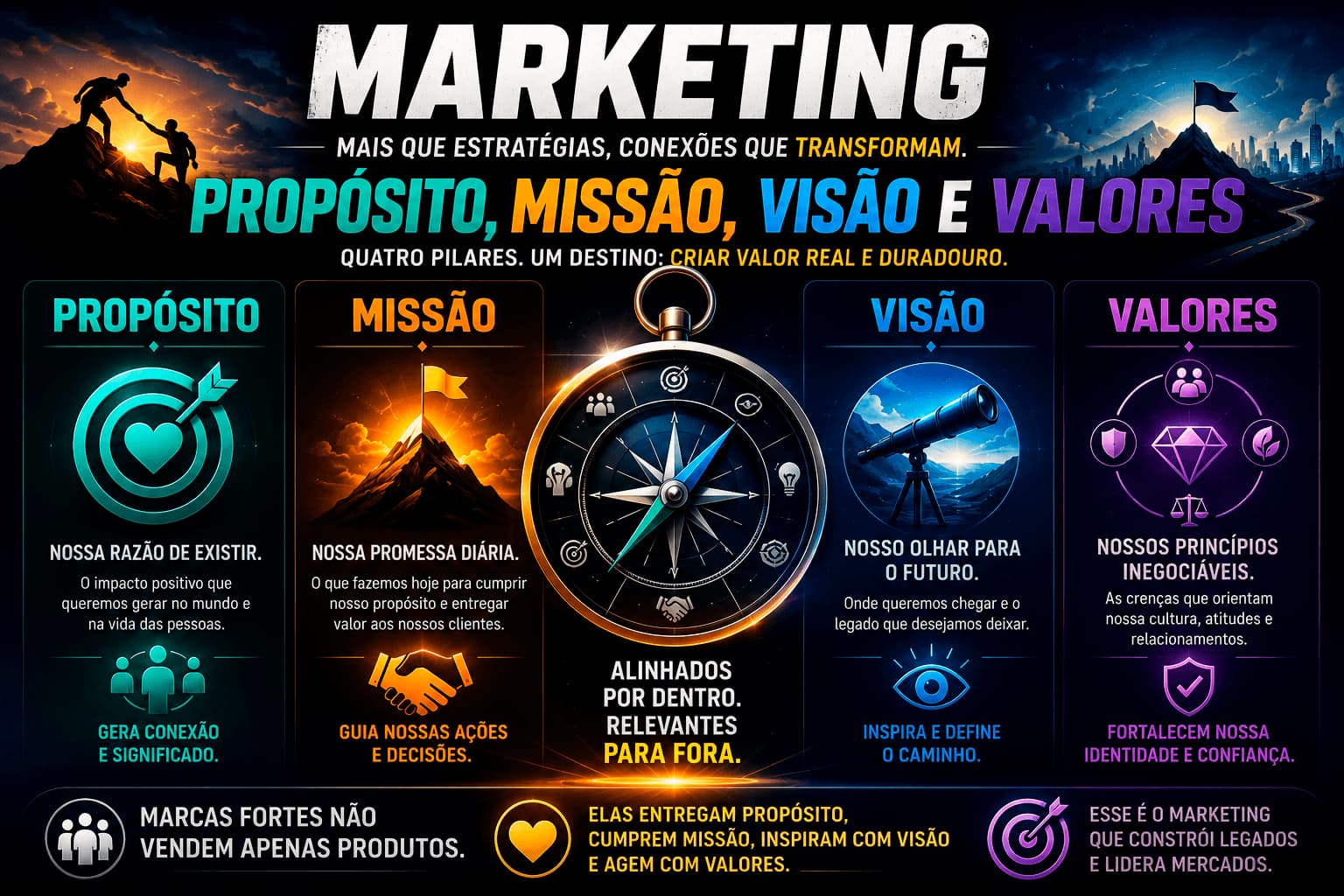 Marketing sobre porque marcas fortes não apenas competem, elas lideram resultados reais