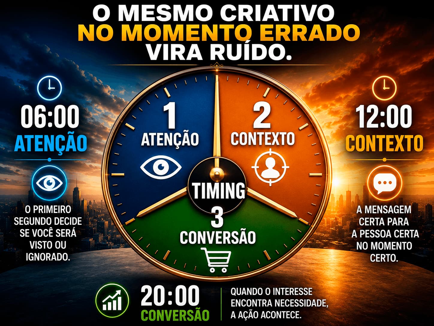 O mesmo criativo no momento errado vira ruído, atenção e contexto para resultados e conversão