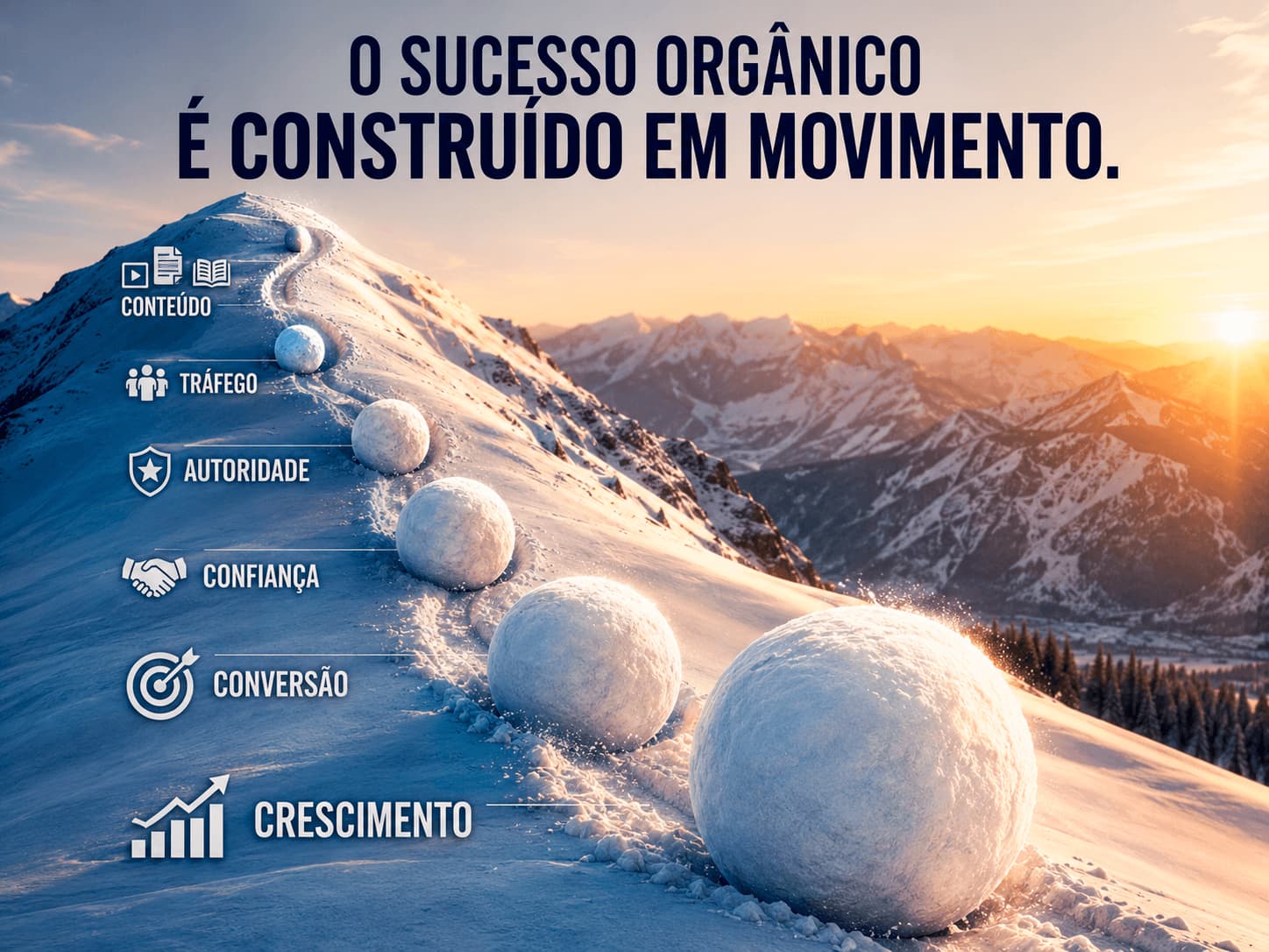 O sucesso orgânico é construído em movimento, crescimento, conteúdo, confiança, autoridade