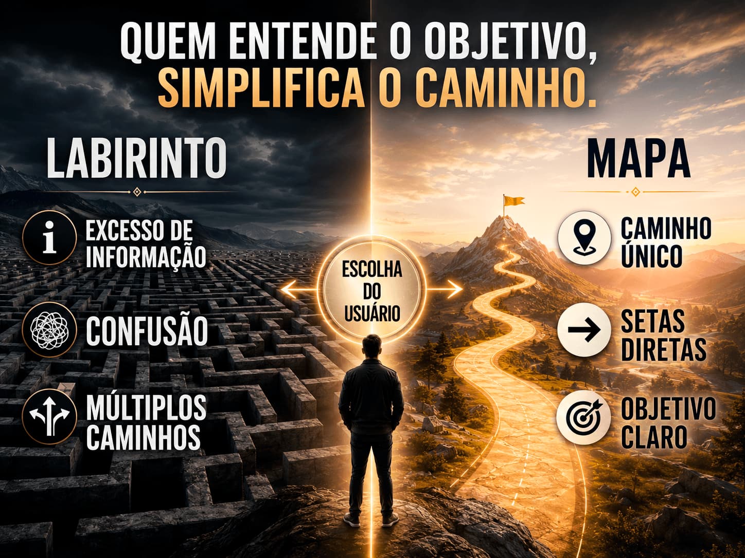 Quem entende o objetivo simplifica o caminho, labirinto e mapa do marketing
