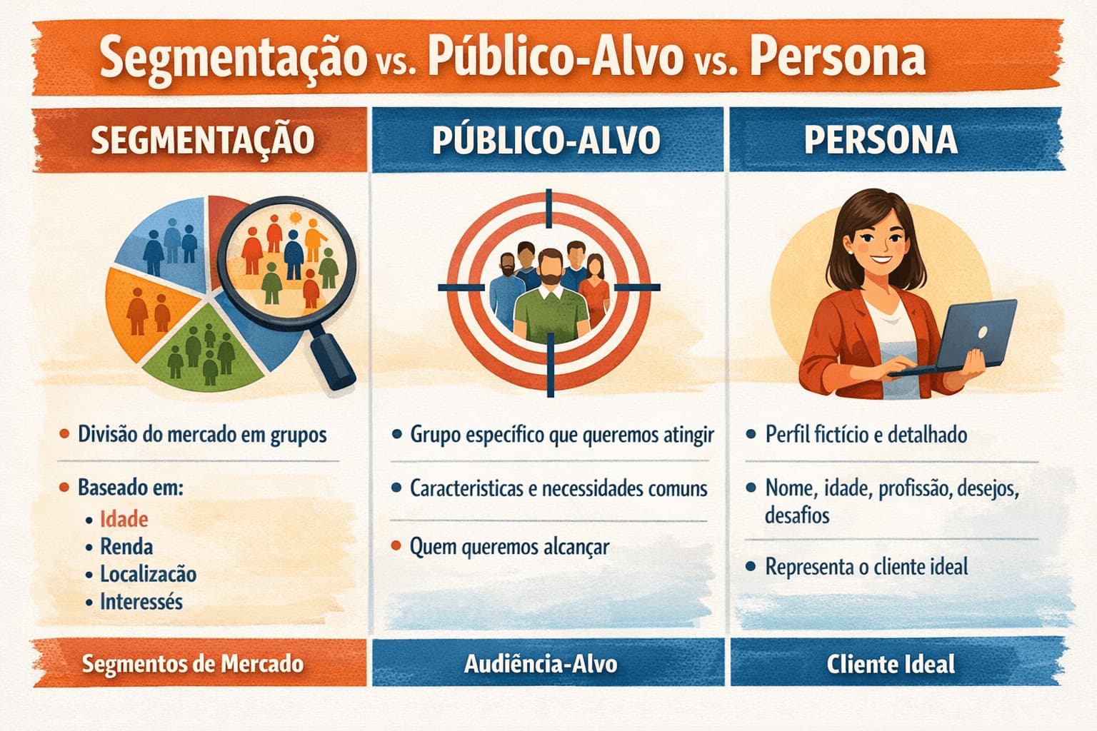 Segmentação de Mercado vs Público - Alvo vs. Persona