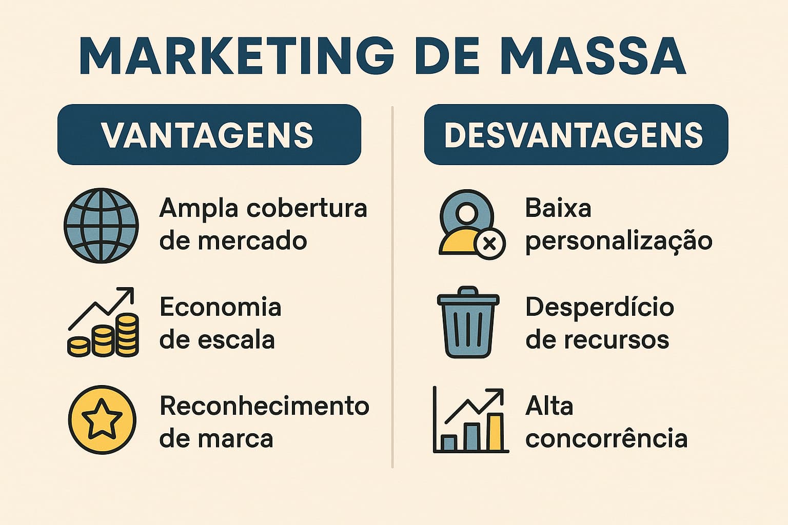 Vantagens e desvantagens do marketing de massa