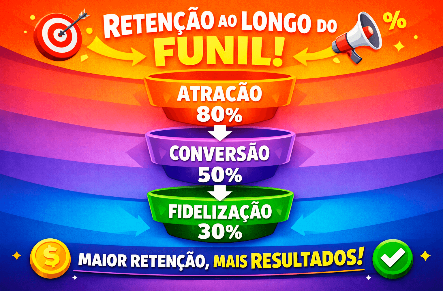 Marketing exemplo de retenção ao longo do funil