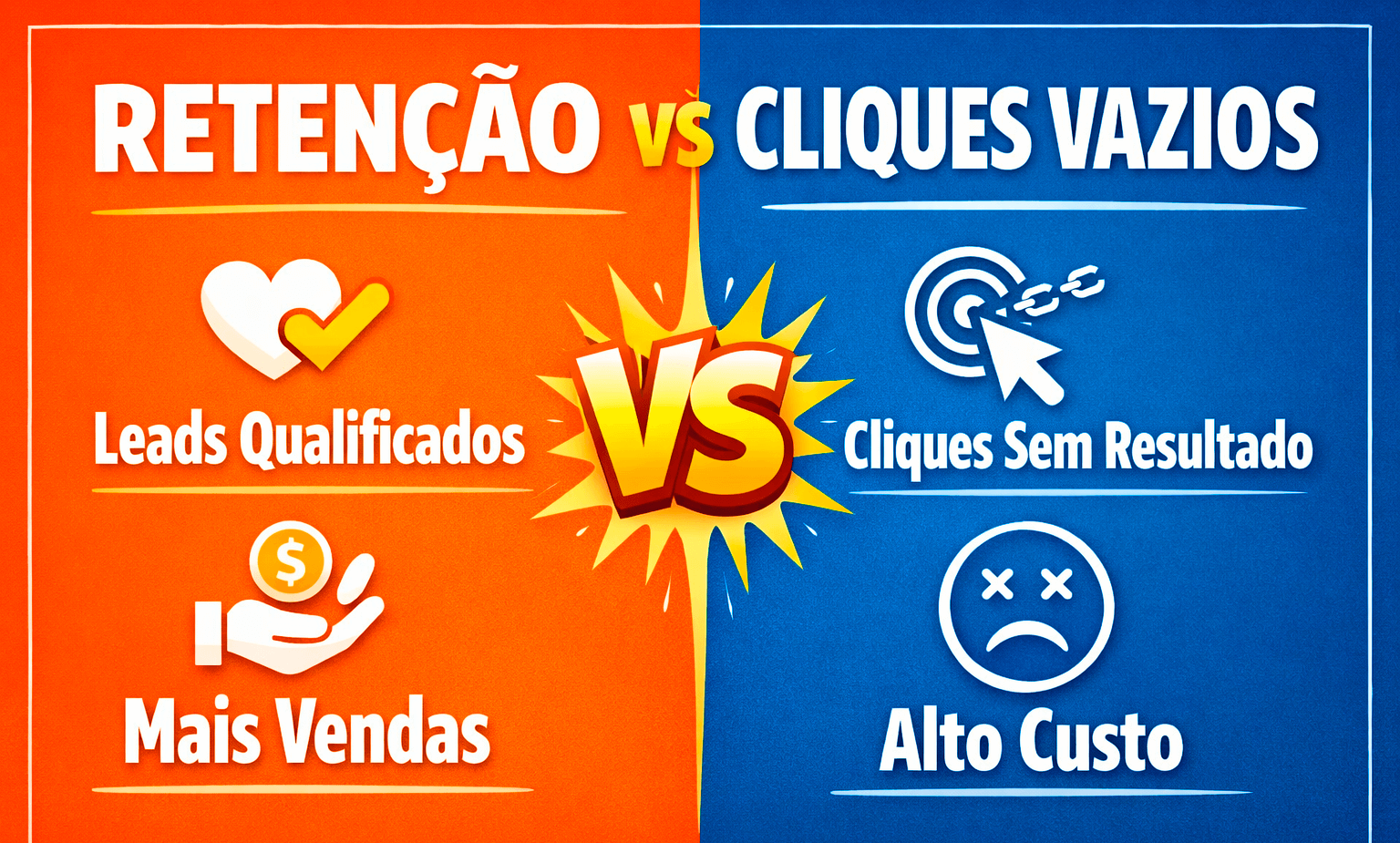 Marketing, retenção vs cliques vazios, mais vendas e alto custo