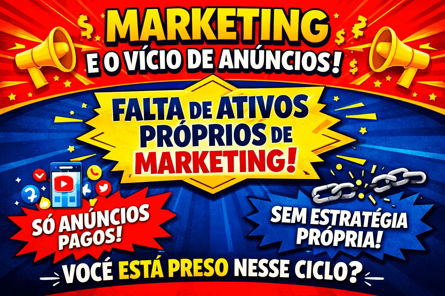Vício em anúncios e a falta de ativos próprios de marketing