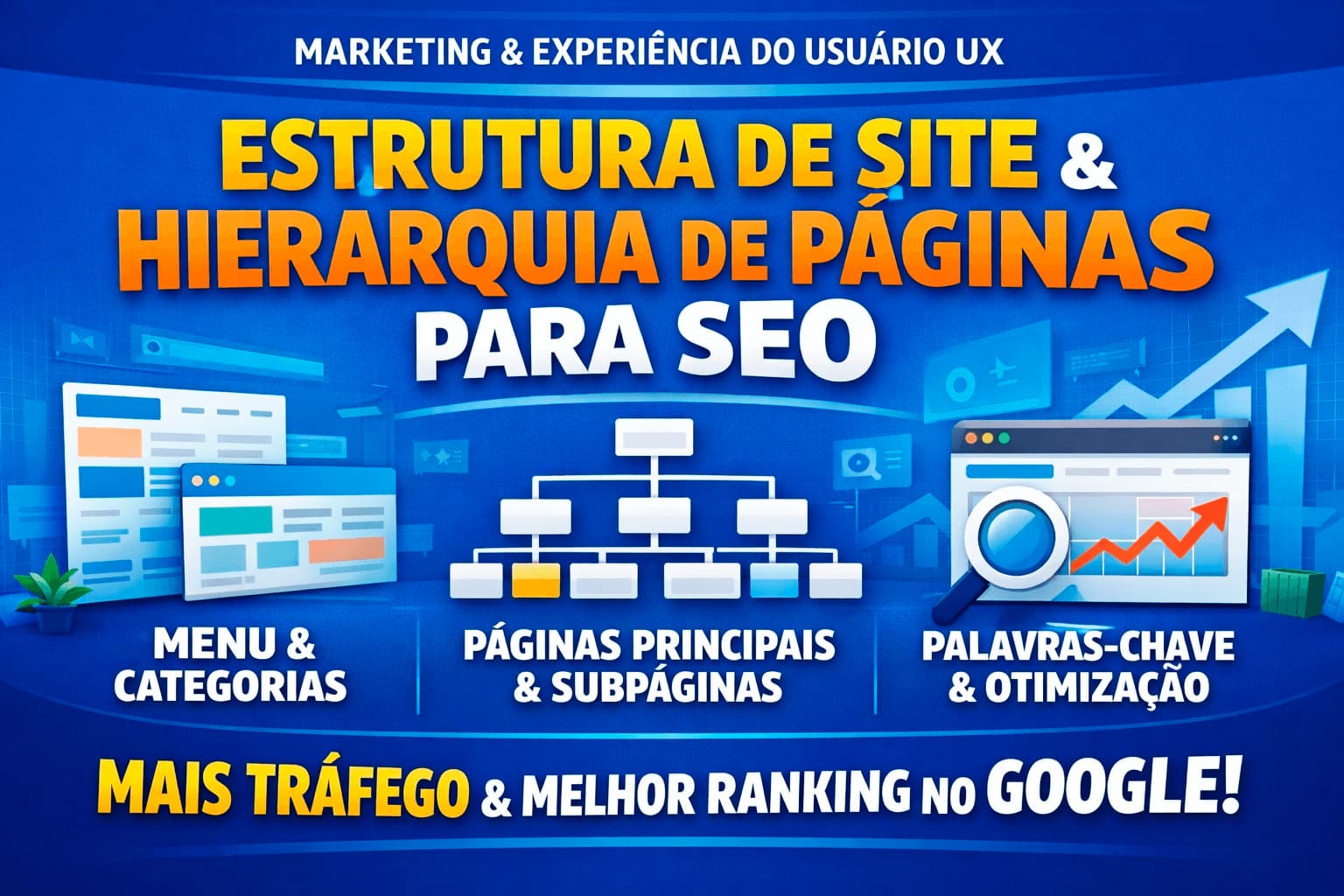Estrutura de site e hierarquia de páginas para SEO e experiência do usuário UX marketing