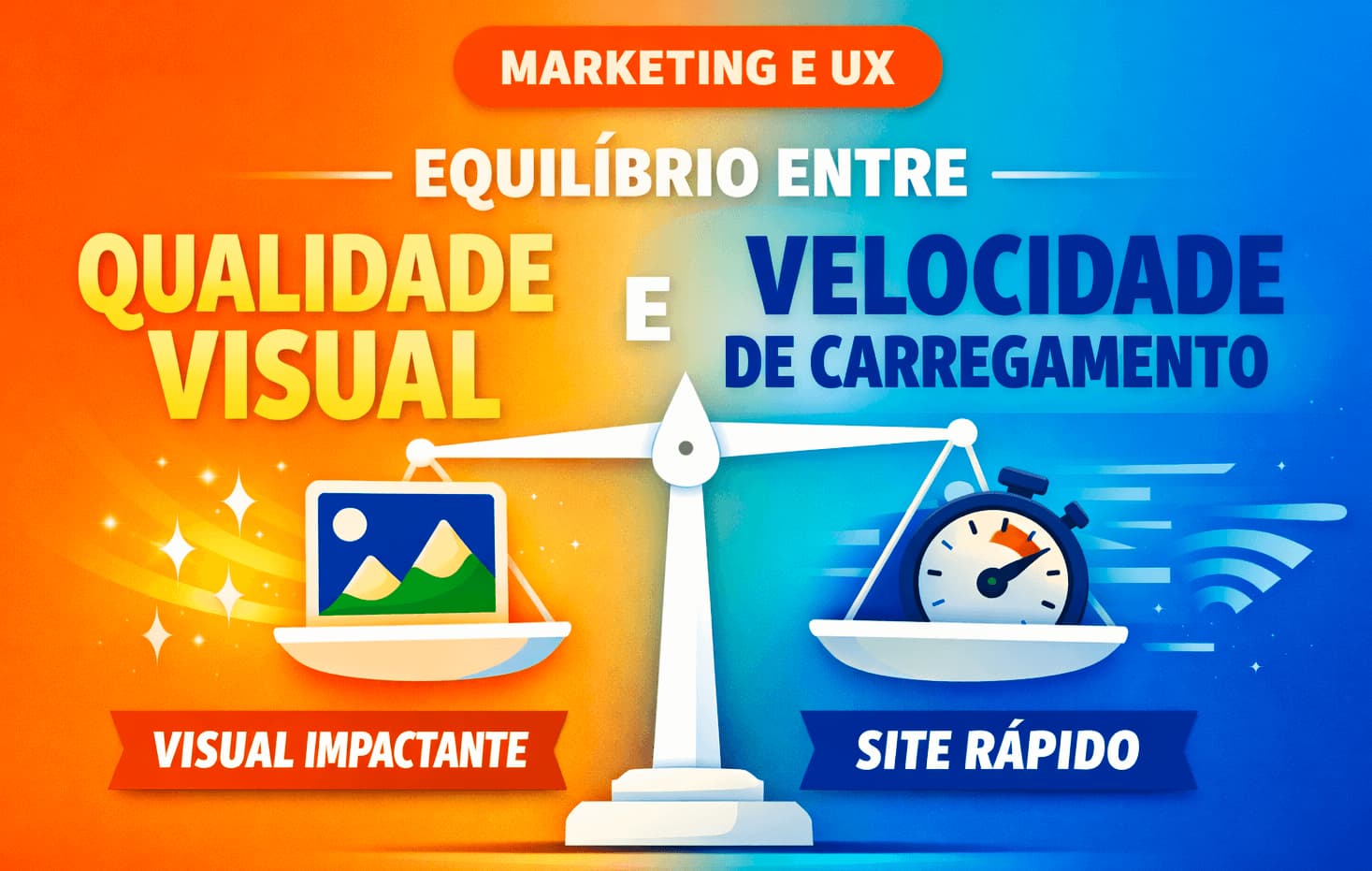 Marketing e experiência do usuário UX sobre equilíbrio entre qualidade visual e velocidade de carregamento