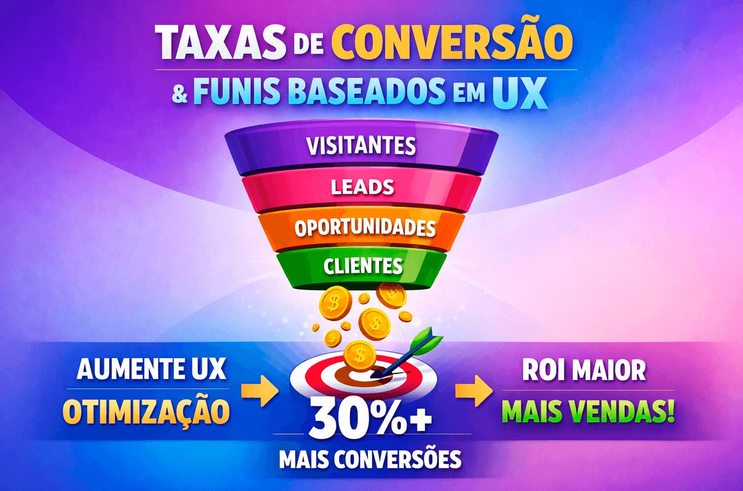 Taxas de conversão e funis baseados em UX banner de exemplo Marketing